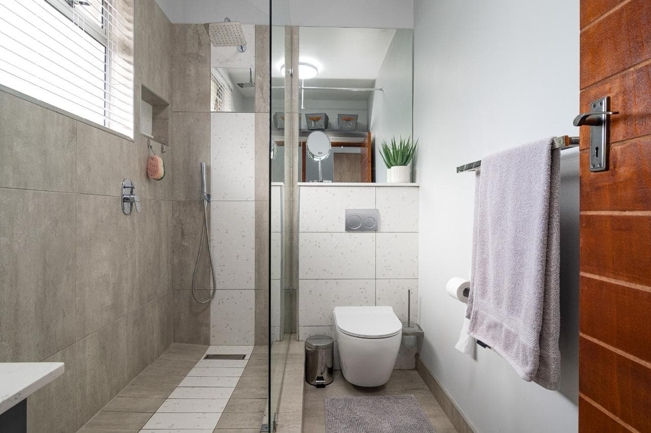 Modern bathroom with contemporary fixtures and finishes